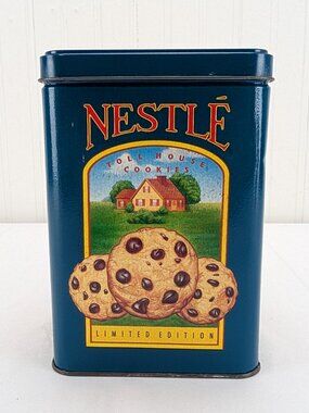 Vintage Nestle Toll House Cookies Metal Tin Limited Edition 6.25" Tall Canister